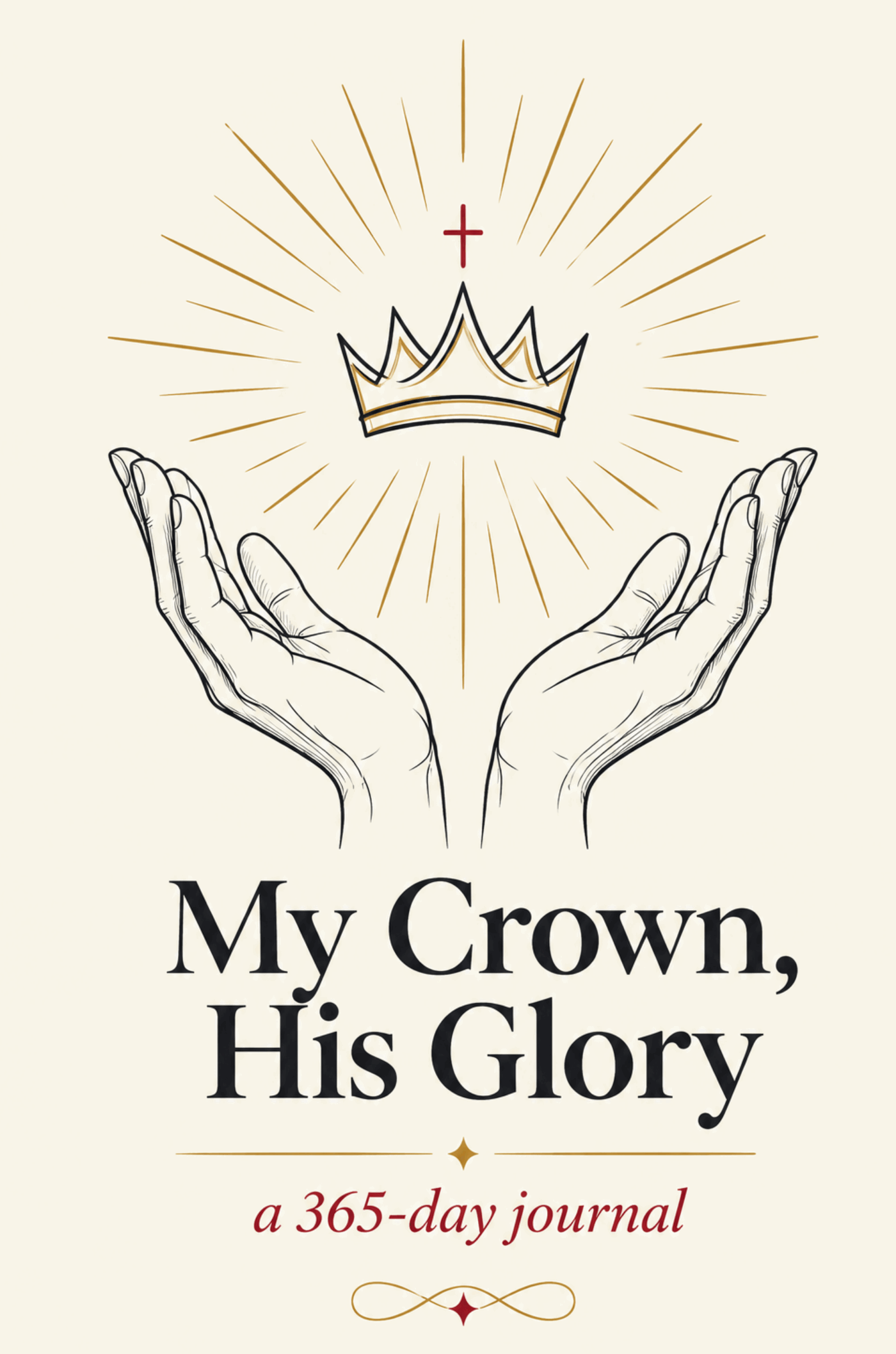 Cover illustration for My Crown, His Glory, featuring a faith-centered family portrait framed in gold and navy