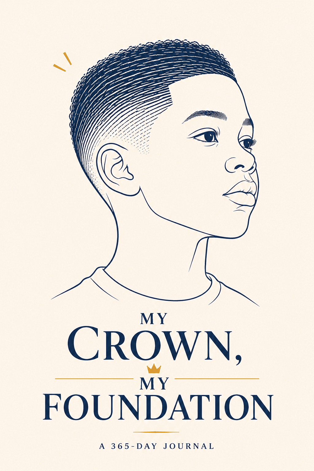 Cover illustration for My Crown, My Foundation, featuring a thoughtful young boy in profile